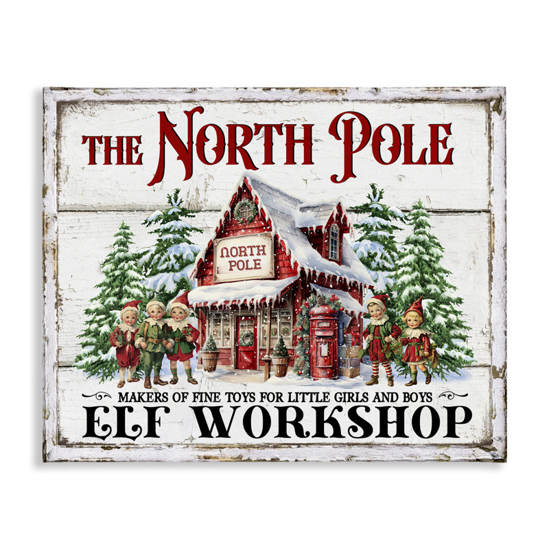 Art mural sur toile North Pole Workshop par Creatif Belle, H 16 po x l 16 po