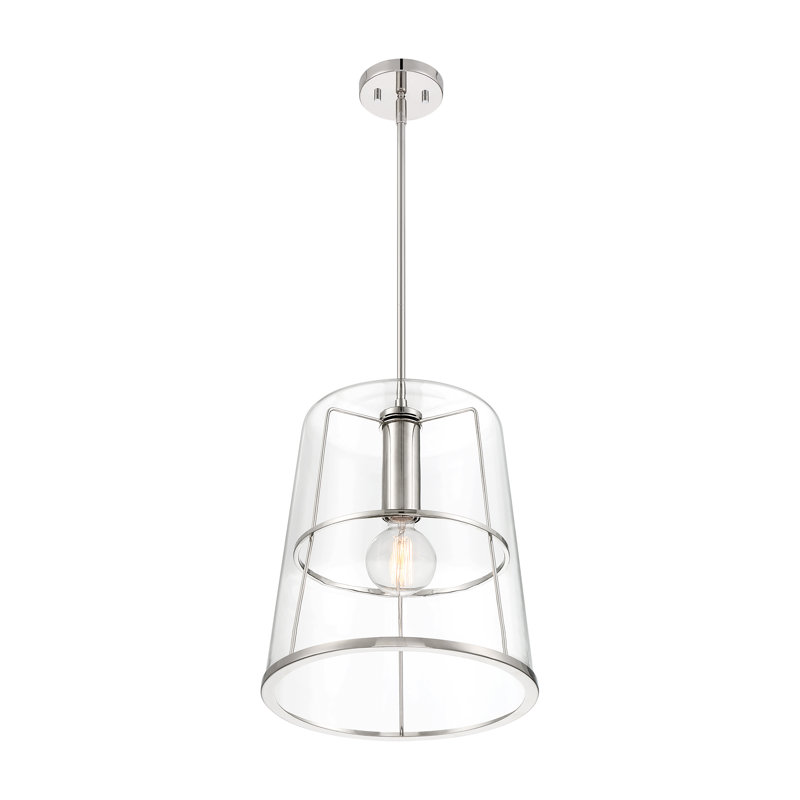 Luminaire suspendu bol 1 lumière, Nickel poli