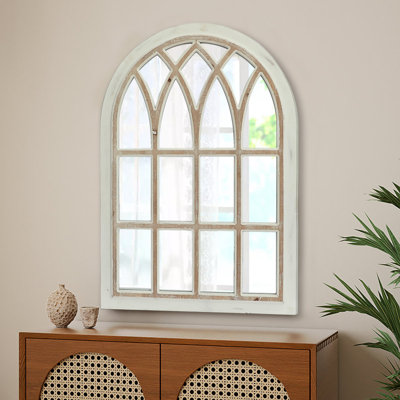 Distressed Solid Wood Arch Mirror