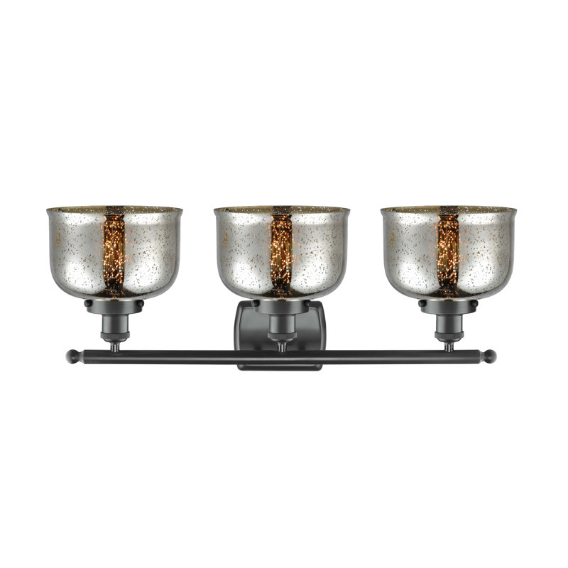 Éclairage pour salle de bain à 3 lumières 28 po Ballston Urban Bell, Noir mat, Incandescent, Tourbillon déco transparent