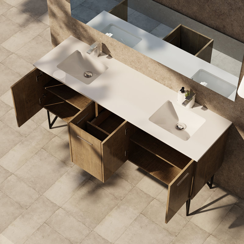 Lancy 72 in W x 20 in D Double Bath Vanity , White Cultured Marble