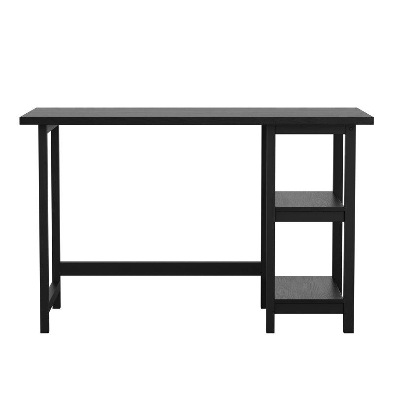 Martha Stewart Beckett Modern Trestle Desk with Open Side Shelving, Black