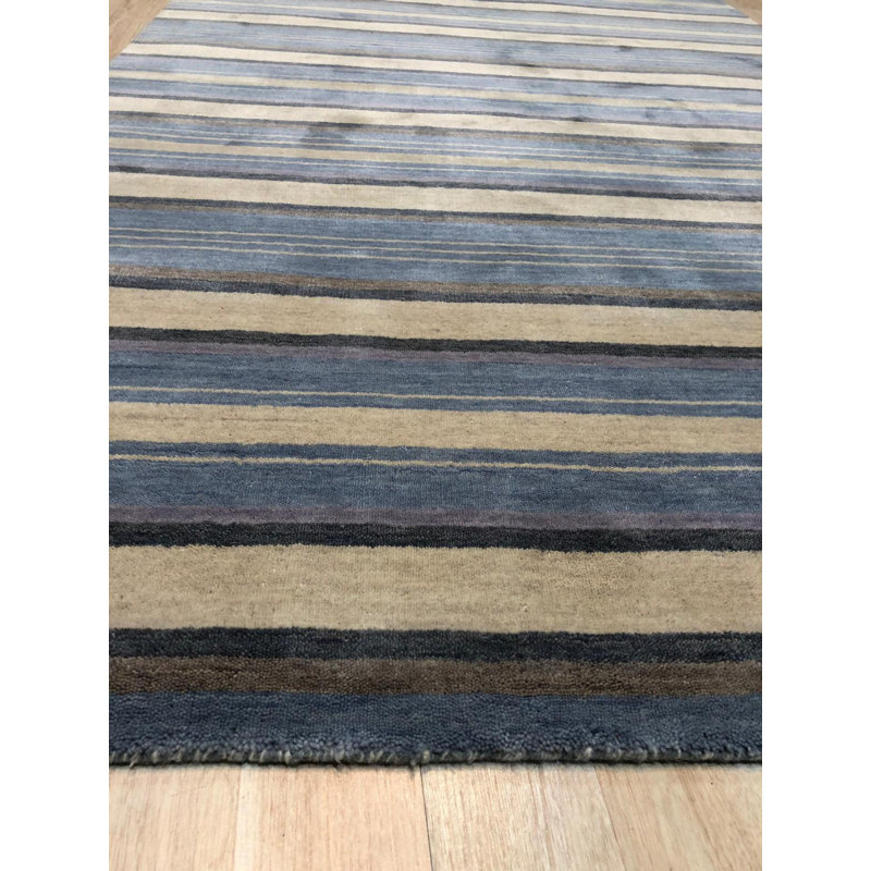 Modern and Stylish Mayssa Flatweave Luxurious Wool Striped Brown Grey Colour Rectangle Area Rugs