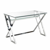 Ridgeton Glass Top Metal Base Writing Desk