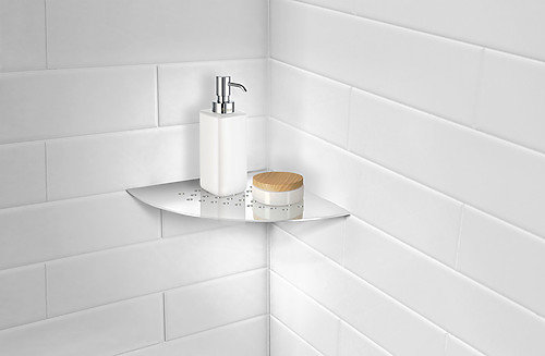 Tablette de coin Grout Line pour douche, Acier inoxydable poli