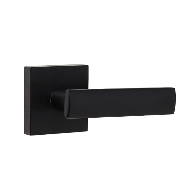 Levier de porte de passage avec rosette carrée Utica, Noir