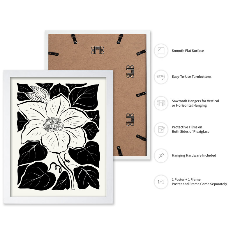 Illustration abstraite de fleur n ° 2, Affiche, H 12 po x l 16 po, Encadrement blanc