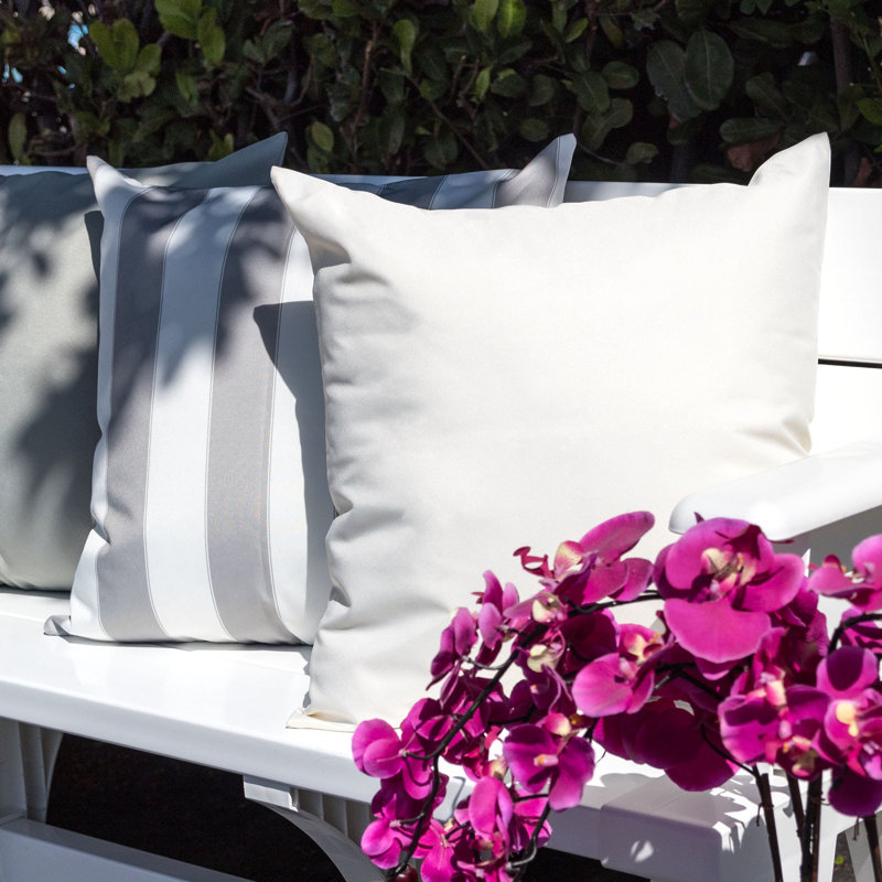 Rosemary Outdoor Throw Pillow, Ivory, 20" x 20"