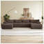 Canapé d'angle convertible 6 places en velours côtelé marron avec pouf, en forme de U, pour salon.-1953814945-1953814959