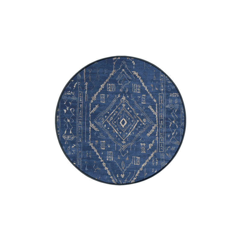 Machine Washable Gray Area Rug, Round 6'
