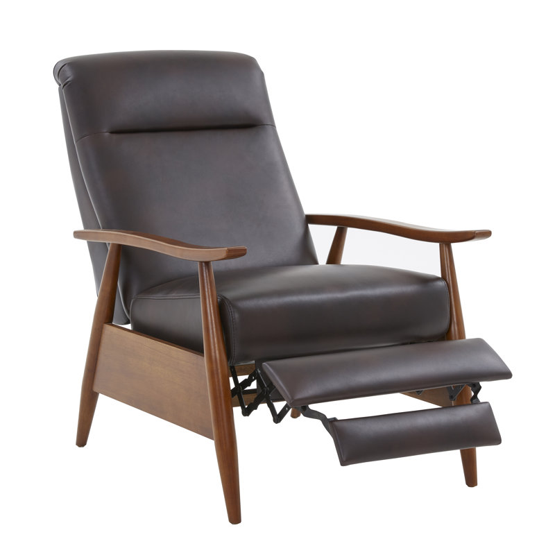 Williamsport Wood Arm Push Back Recliner - Burnished Brown - Set Of 2, Brown Faux Leather