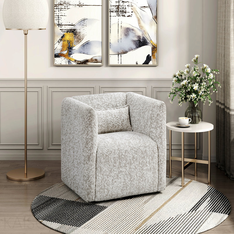 Chaise de salle à manger pivotante de style moderne avec revêtement en tissu jacquard beige