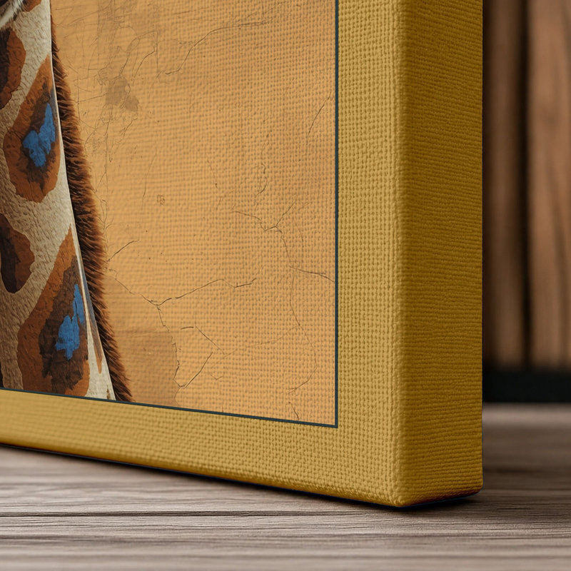 Giraffe in Geometry Modern - Wrapped Canvas, 18x12 - 45.7 x 30.5 cm, Ochre Border