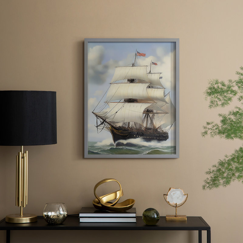 NAUTICAL Series LIX, reproduction encadrée - bois massif, H 11 po x l 9 po, Gris