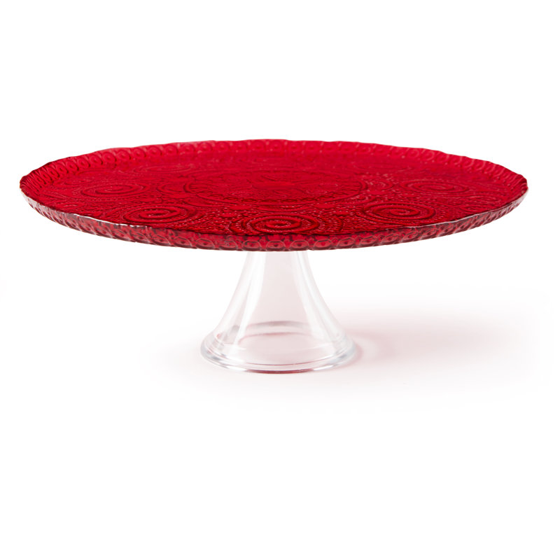 ARABESQUE RED Glass Cake Stand