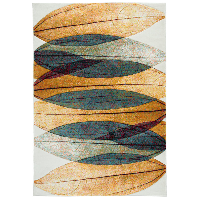 Jeromie Performance Floral Rug, Rectangle 9' x 12', Orange/Black/Ivory