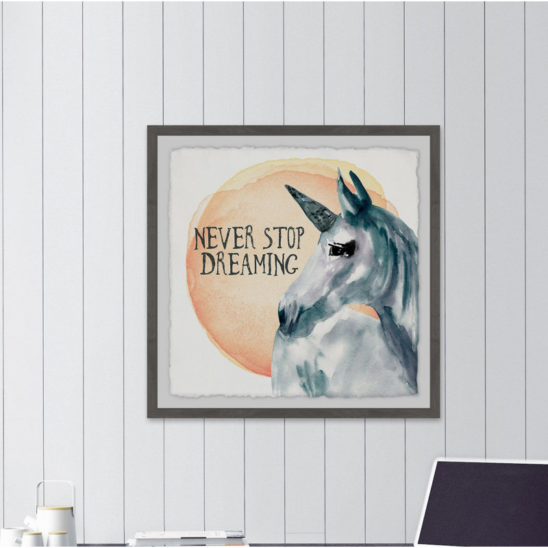 «Never Stop Dreaming», reproduction encadrée, H 32 po x l 32 po x P 1,5 po, Encadré gris