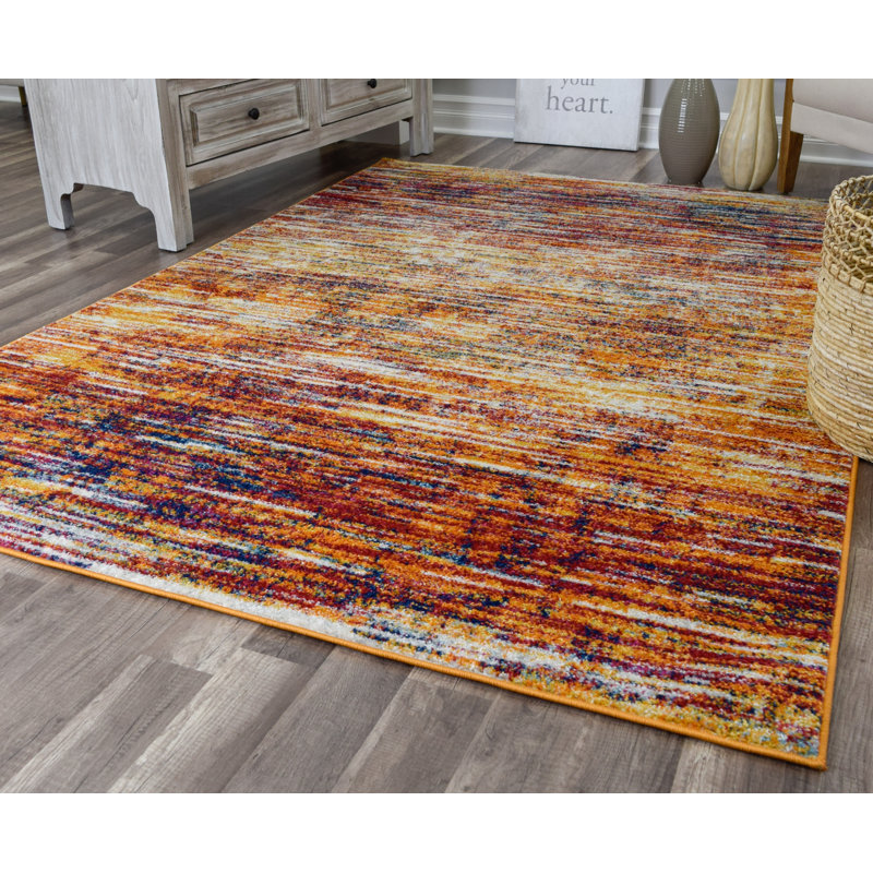 Tapis doré à motif abstrait Alvey, Rectangle 5 pi x 7 pi