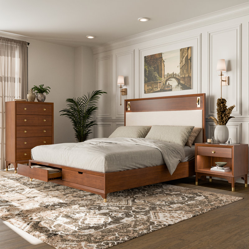 Ensemble de chambre à coucher 3 pièces avec tiroir de pied de lit Oberlander, Très grand
