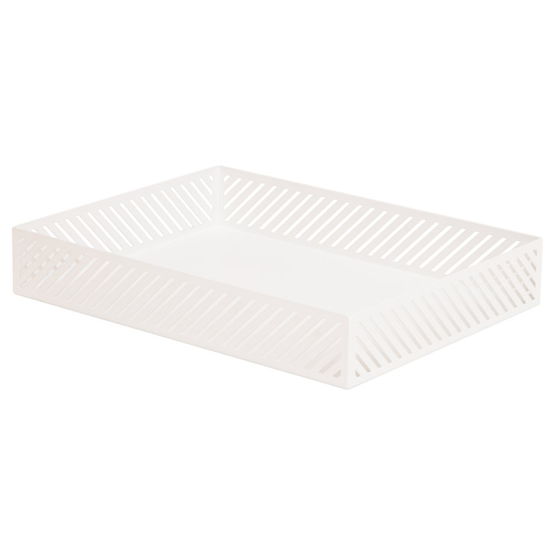 Plateau en papier format lettre Mind Reader, organiseur de documents de bureau avec patins antidérapants, plateau d'accessoires de bureau, métal, blanc