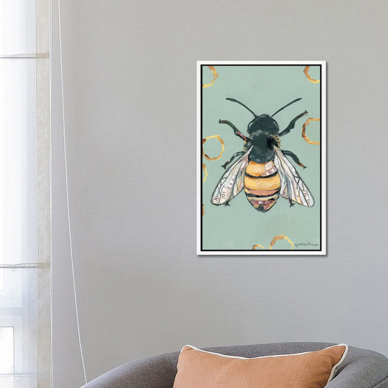 Bee 1 Piece Painting on Canvas, 66.04 cm H x 45.72 cm W, White Framed