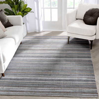 Well Woven Verity Giselle Moroccan Abstract Stripe Grey Rust Area Rug