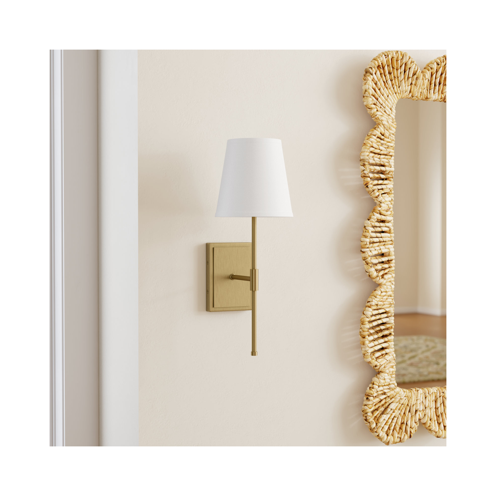 Janis Single Light Steel Dimmable Wallchiere, Lacquered Brass