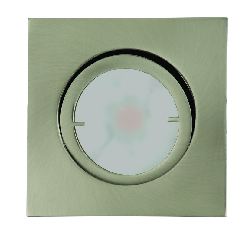 7.5cm Recessed Downlight Square Housing, Brushed iron, LED warm white circular board (COB) 12W