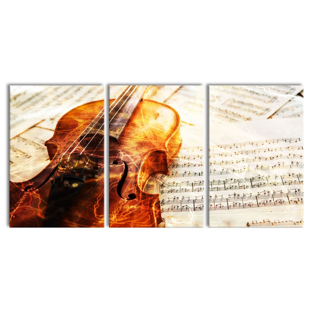 3-tlg. Leinwandbilder-Set Violin