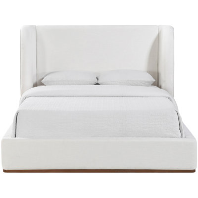 Aurin Alpharetta Linen Textured Fabric Upholstered Bed