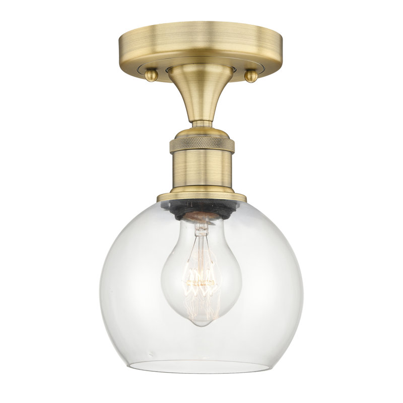 Plafonnier Grampian, Transparent, H 9,88 po x l 6 po x P 6 po, Laiton brossé
