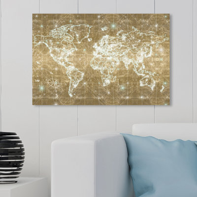 « mapamundi galaxy gold », impression sur toile