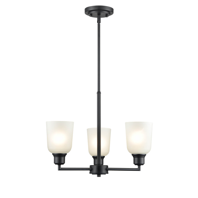 3 lumières 19,5 po Lustre noir mat
