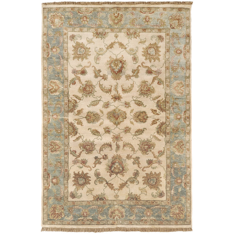 Tapis oriental en laine noué à la main Harrell, Rectangle 5 pi 6 po x 8 pi 6 po