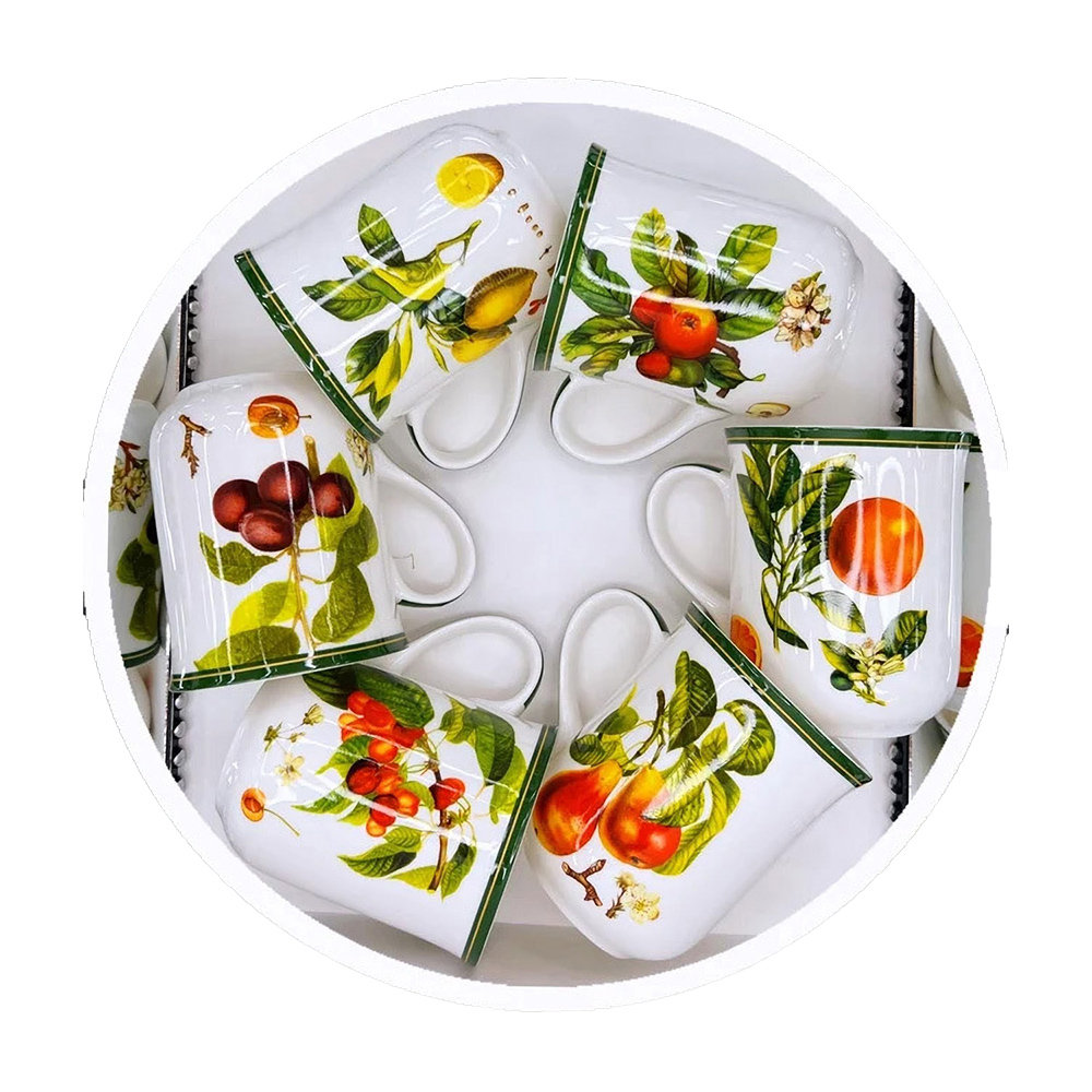 6-tlg. Latte-Becher-Set Worcester Fruits aus Bone China