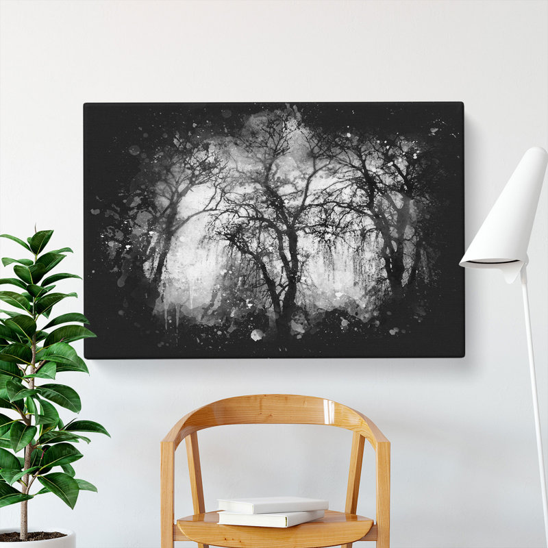 Three Trees At Winter Paint Splash - Wrapped Canvas, 50cm H x 76cm W x 3cm D