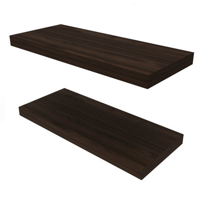 Floating Shelves, Dark Oak, 2 Shelves, 1.50" H