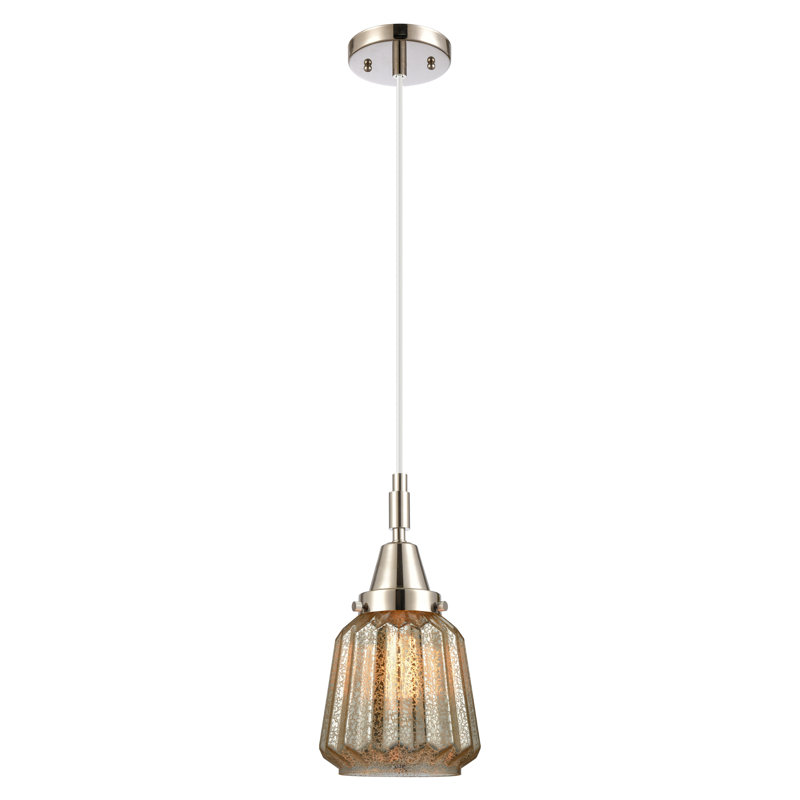 Downtown Urban - Caden Chatham - Mini-luminaire suspendu à cordon 1 lumière 7 "- Abat-jour, Mercure, Nickel poli