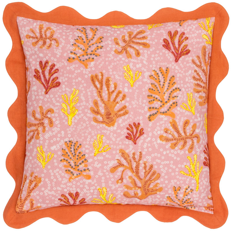Coral Abstract Square Throw Cushion, Pink/Orange