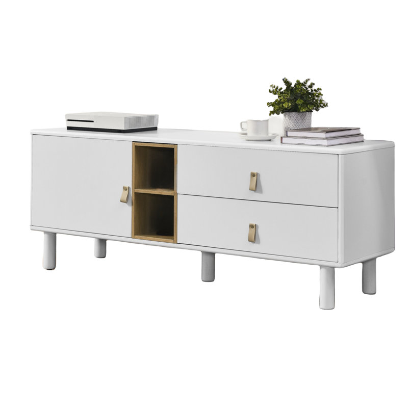 Crédence de rangement l 54,57 po Birga, Blanc