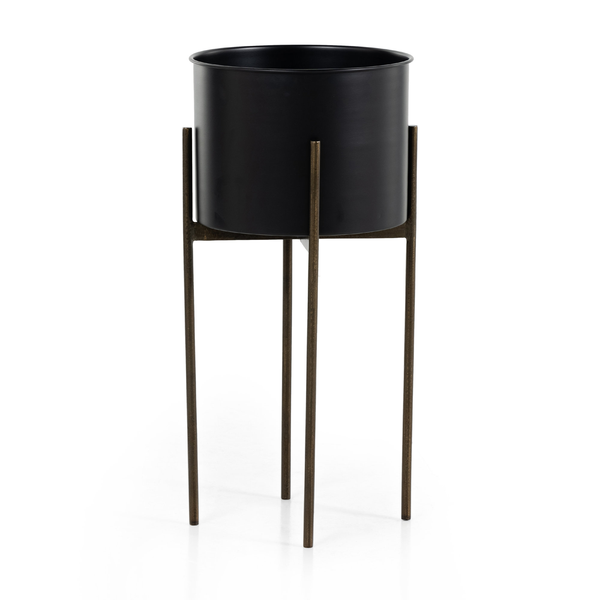Brinley Metal Planter, Dark Brass-Finished, 26" H x 15" W x 15" D