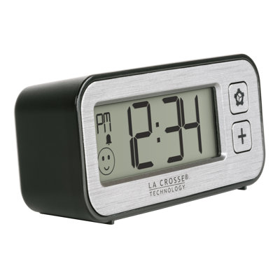 Digital Quartz Movement / Crystal Tabletop Clock with Alarm in Silver/Black
