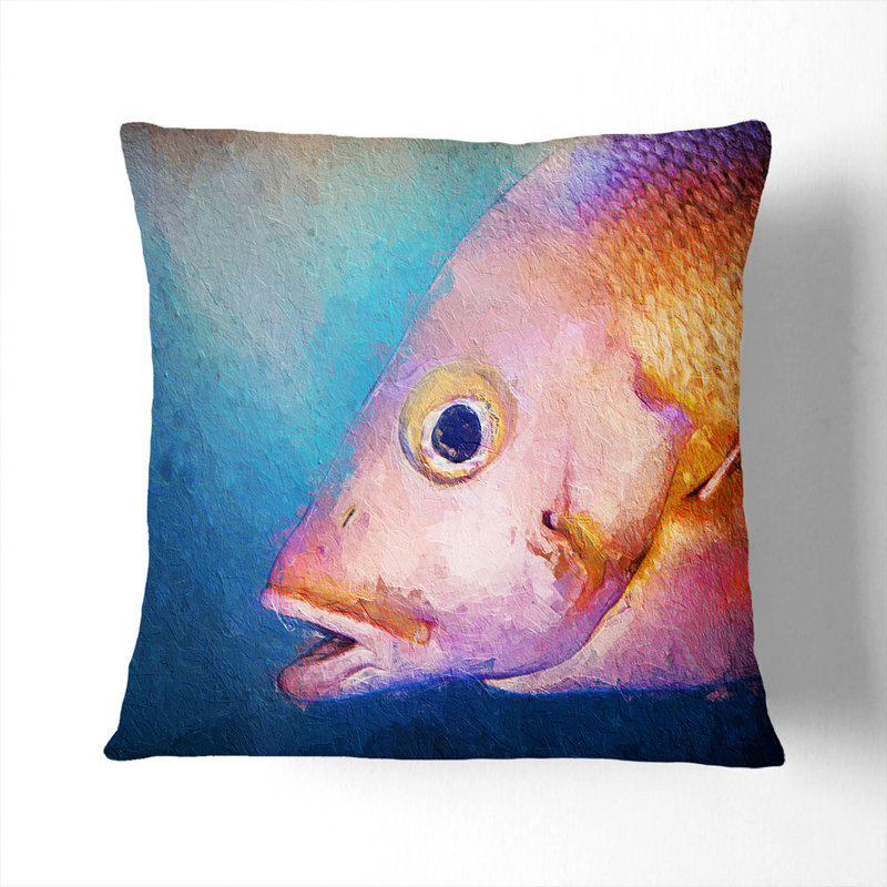 Snapper Fish Cushion with Filling, 40cm H x 40cm W x 15cm D, Stone
