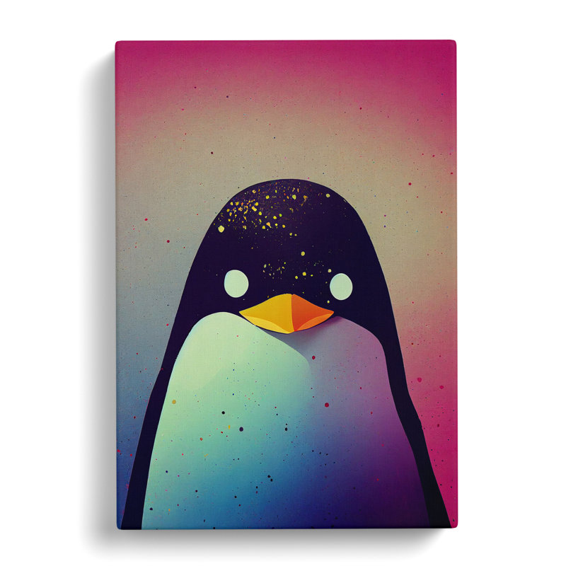 Penguin In Colour No.3 Abstract - Wall Art, Wrapped Canvas, 76cm H x 50cm W x 3cm D, No Matte