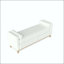 Banc de rangement en sherpa 66 "avec pieds en bois cannelé et 2 traversins - beige