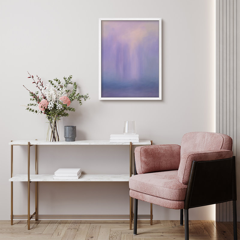 Reproduction d'art murale encadrée - paysage abstrait mauve doux, art minimaliste pour les chambres à coucher ou les salons
