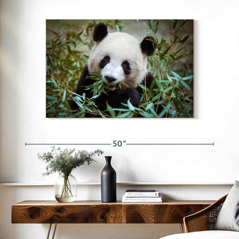 Panda With Bamboo, 26" H x 39" W