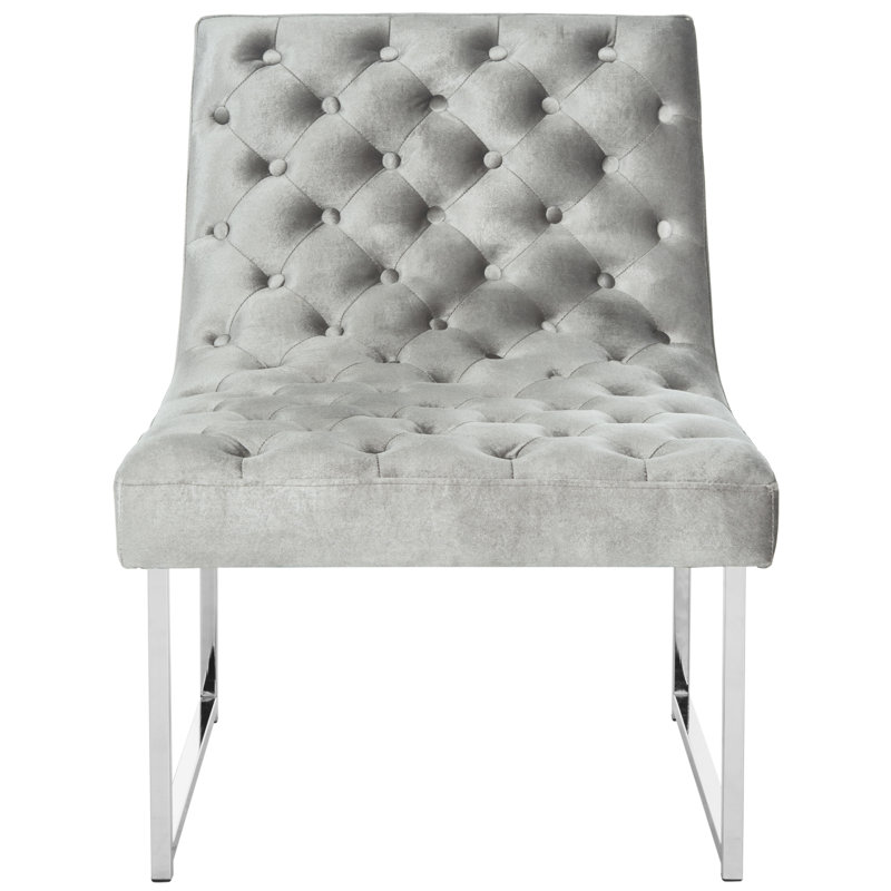 Dark Velvet Tufted Accent Chair, Grey