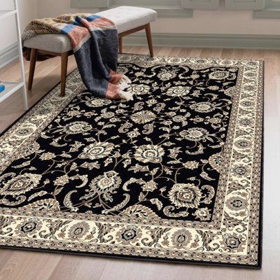 Weiser Black Traditional Oriental Area Rug