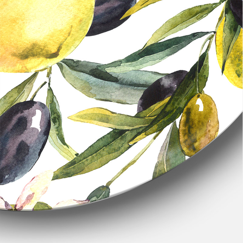 " Lemon And Olive Branches I ", 11" H x 11" W x 1" D